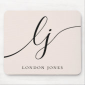 Monogram Script Elegant Girly Blush Pink Mousepad (Vorne)
