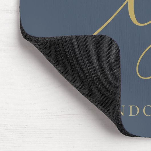 Monogram Script Elegant Navy Blue Gold Feminine Mousepad (Ecke)