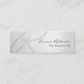 Monogram Script Elegant Silver Mini Mini Visitenkarte (Vorderseite)