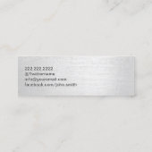 Monogram Script Elegant Silver Mini Visitenkarte (Rückseite)