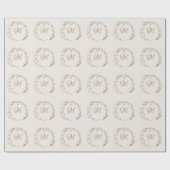 Monogram Script Elegant Wreath Wedding Geschenkpapier (Flach)