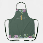 Monogram Script Eucalyptus Botanischer Name Schürze (Vorderseite)