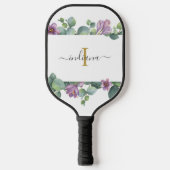 Monogram Script Eukalyptus Greenery Lila Pickleball Schläger (Vorderseite)