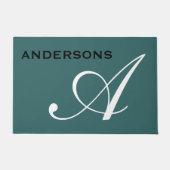 Monogram Script Family Name Minimalistisch Modern Fußmatte (Vorderseite)