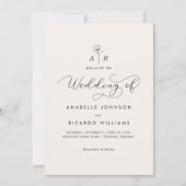 Monogram Script Foto QR Code Hochzeit der Elfenbei Einladung (Vorderseite)
