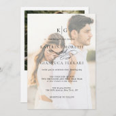 Monogram Script Foto Wedding Invite mit UAWG Einladung (Vorne/Hinten)