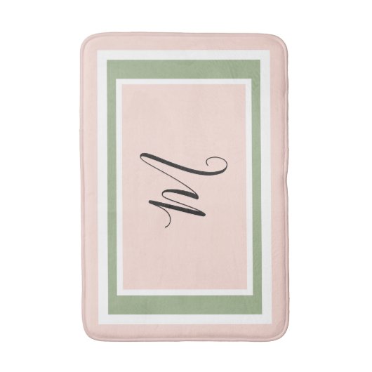 Monogram Script Geometrie Roush Pink Green Badematte (Vorderseite Vertikal)