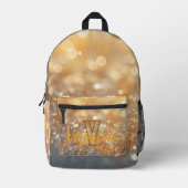 Monogram Script Golden Glimmer Bedruckter Rucksack (Vorderseite)