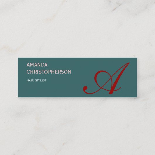 Monogram Script Hair Stylist Business Card Mini Visitenkarte (Vorderseite)