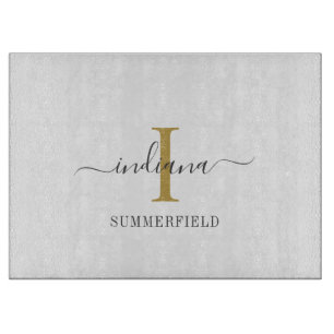 Monogram Script Handschrift Name Gold Gray Schneidebrett