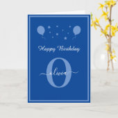 Monogram Script Happy Birthday Blue und White Karte (Gelbe Blume)