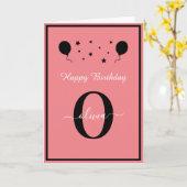 Monogram Script Happy Birthday Schwarz-weiß Pink Karte (Gelbe Blume)