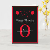 Monogram Script Happy Birthday Schwarz-weiß Red Karte (Gelbe Blume)