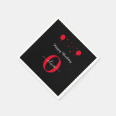 Monogram Script Happy Birthday Schwarz-weiß Red Serviette (Ecke)