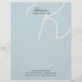 Monogram Script Hellblau Faux Leinen Broschüren (Hinten)