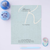 Monogram Script Hellblau Faux Leinen Broschüren (Einzeln)