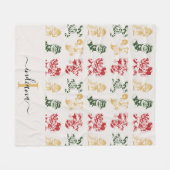 Monogram Script Holiday Elves Green Gold Fleecedecke (Vorderseite (Horizontal))