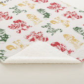 Monogram Script Holiday Elves Muster Green Gold Sherpadecke (3/4)