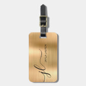 Monogram Script Imitate Gold Metal Steel Gepäckanhänger (Vorderseite vertikal)
