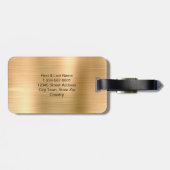 Monogram Script Imitate Gold Metal Steel Gepäckanhänger (Rückseite horizontal)