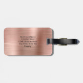 Monogram Script Imitate Rose Gold Metal Steel Gepäckanhänger (Rückseite horizontal)