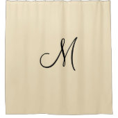 Monogram Script Initial Beige Schwarz Minimal Einf Duschvorhang (Vorderseite)