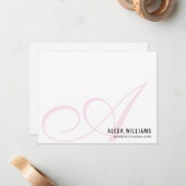 Monogram Script Initial Blush Pink Pastel Business Mitteilungskarte (Vorderseite/Rückseite Beispiel)