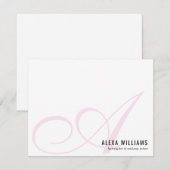 Monogram Script Initial Blush Pink Pastel Business Mitteilungskarte (Vorne/Hinten)