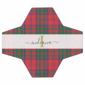 Monogram Script Initial Green Kariert Tartan Fußball (Flach)