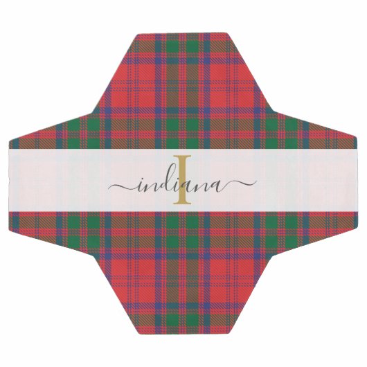Monogram Script Initial Green Kariert Tartan Fußball (Flach)
