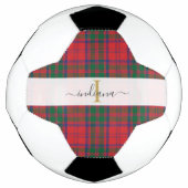Monogram Script Initial Green Kariert Tartan Fußball (Vorderseite)