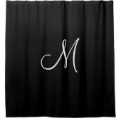 Monogram Script Initial Schwarz-weiß Minimal Einfa Duschvorhang (Vorderseite)