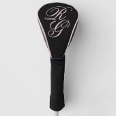 Monogram Script Initials Pink & Black Golf Headcover (Vorderseite)