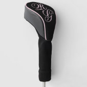 Monogram Script Initials Pink & Black Golf Headcover (angewinkelt)