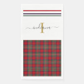 Monogram Script Kariert Clan Stewart Rustic Tartan Serviette (Vorderseite)