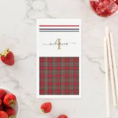 Monogram Script Kariert Clan Stewart Rustic Tartan Serviette (Beispiel)