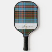 Monogram Script Kariert Classic Lila Tartan Pickleball Schläger (Rückseite)