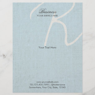 Monogram Script Light Blue Imitats Linen Broschüre
