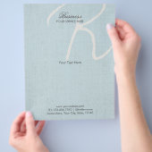 Monogram Script Light Blue Imitats Linen Broschüre (Hand)