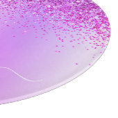 Monogram Script Lila Black Glitzer Girenname Schneidebrett (Ecke)