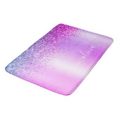 Monogram Script Lila Glitzer Girenname Badematte (Schrägansicht)