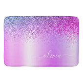 Monogram Script Lila Glitzer Girenname Badematte (Vorderseite)