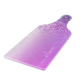 Monogram Script Lila Glitzer Girenname Schneidebrett (Ecke)