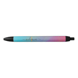 Monogram Script Lila Pink Multicolor Stripes Kugelschreiber