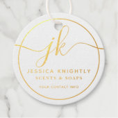 Monogram Script Logo Gold Forecorder Geschenkanhänger (Vorderseite)