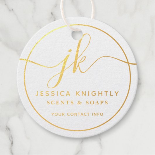 Monogram Script Logo Gold Forecorder Geschenkanhänger (Vorderseite)