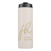Monogram Script Modern Stylish Simple Blush Pink Thermosbecher (Vorderseite)