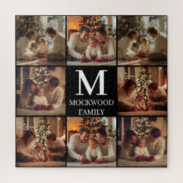 Monogram Script Multi Photo Family Gift Puzzle