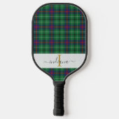 Monogram Script Name Classic Kariert Green Tartan Pickleball Schläger (Rückseite)