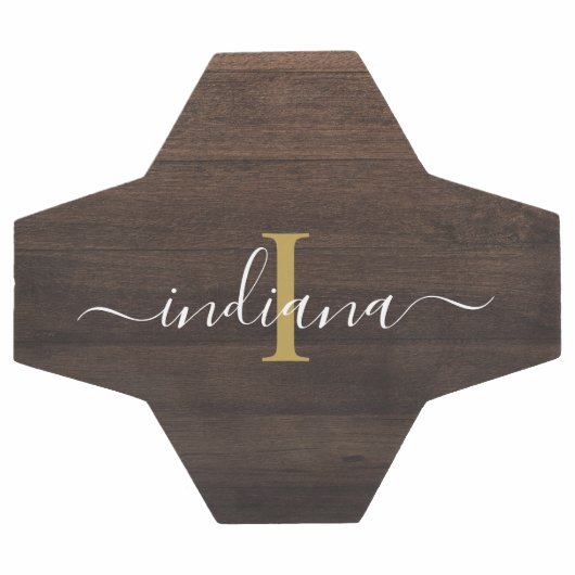 Monogram Script Name Initial Girl Custom Rustic Fußball (Flach)